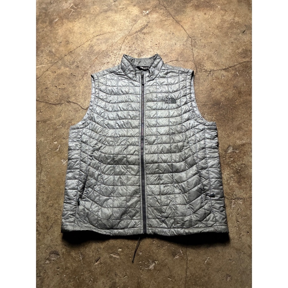 The North Face Thermoball Eco Puffer Vest Mens Large Grey Quilted Full Zip Gilet - Picture 3 of 6